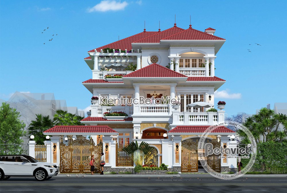 Mẫu biệt thự 3 tầng Tân cổ điển nhẹ nhàng