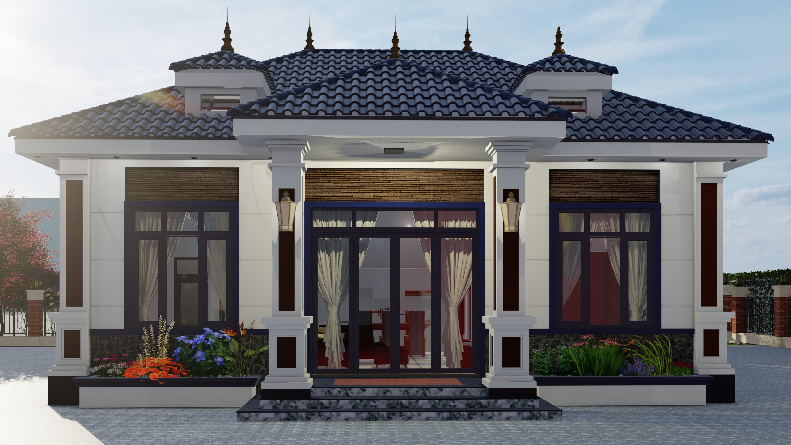 Nhà cấp 4 mái nhật sân vườn